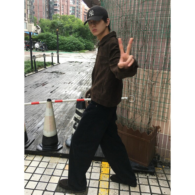 网图原版翻毛绒秋季新款摩登时代复古绒皮工艺立领夹克外套P75,男装夹克,电商C306-1