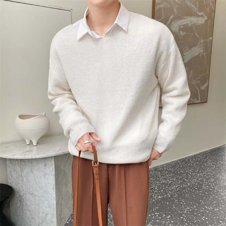 男士针织衫轻熟风春秋季新款男装高级感假两件衬衫毛衣外套MB36,男装针织衫/毛衣,星座1116A-2（原606A-1）