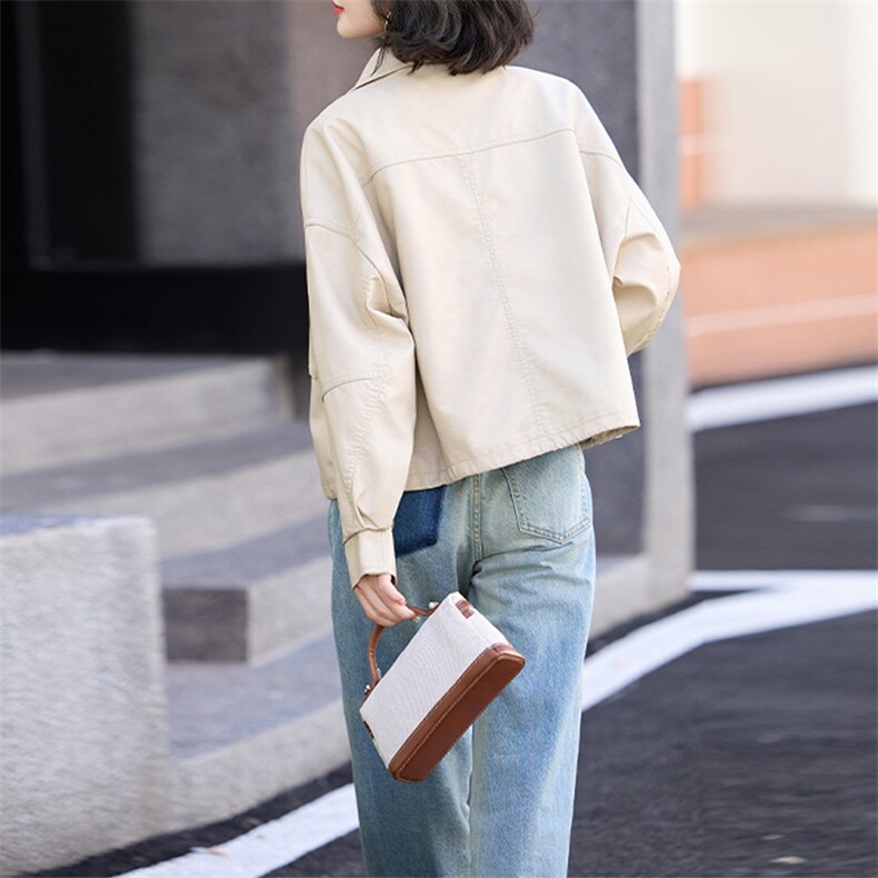 小众立领夹克上衣女2024秋季新款显瘦短款外套工装风棒球皮衣图片