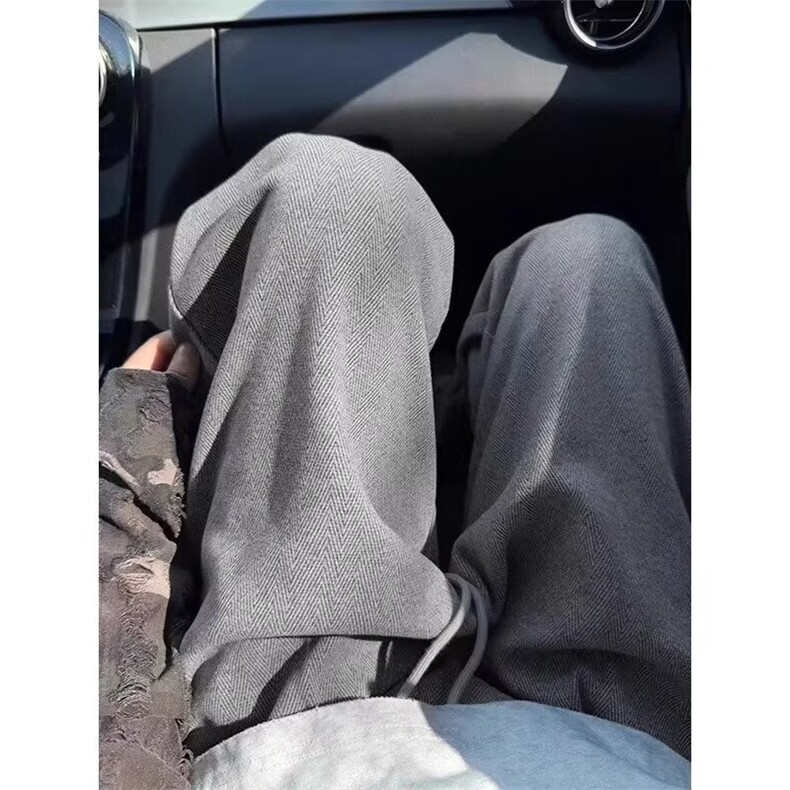 美式重磅运动卫裤男秋冬加绒加厚cleanfit弯刀裤直筒垂感阔腿长裤,男装休闲裤,星座506A