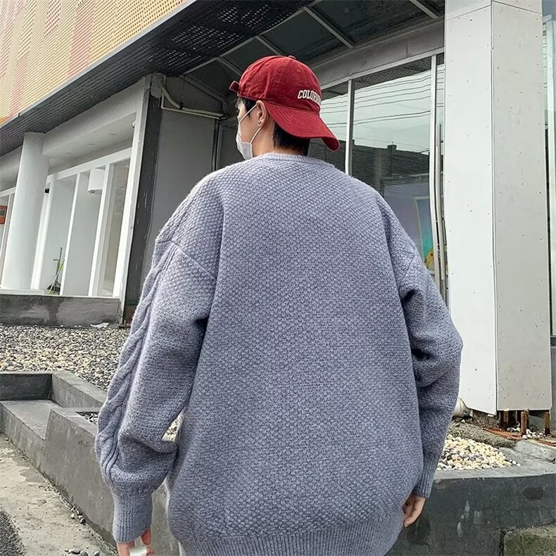 美式街头设计感圆领毛衣男慵懒风休闲针织衫M844P45,男装针织衫/毛衣,星座1116-2