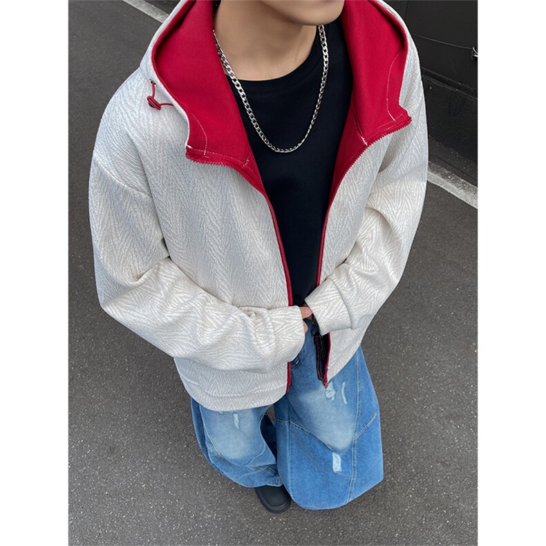YK86105-P55聚酯纤维秋季新品美式复古人字纹连帽卫衣男,男装卫衣,电商A086-1