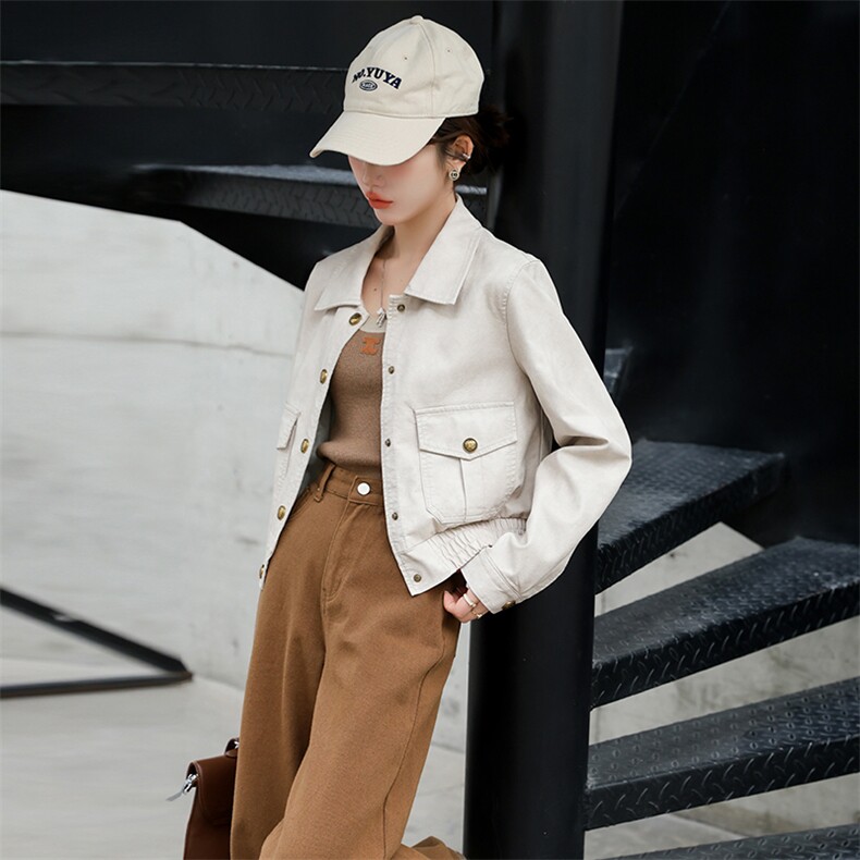 2024春装新款甜酷炸街机车感皮衣夹克,女装皮衣,美拉德工厂直营店