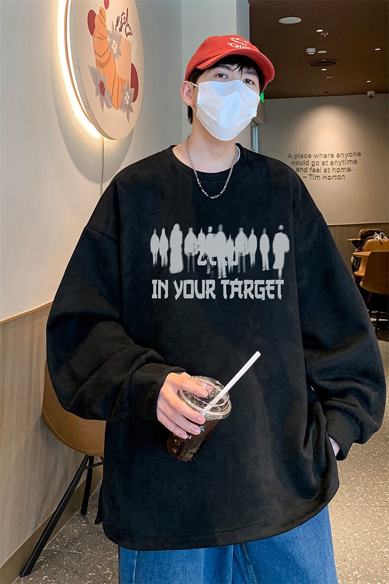 已注册港风供抖音直播得物高品质麂皮绒宽松男卫衣W3507P38,男装卫衣,电商C408-1(原B339-1)