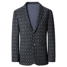 西服男秋季潮款休闲印花小西服上衣中年男士单西外套ASD2290-P180，男装西服，电商B212（原钱塘6029）