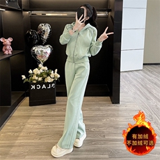 韩版秋冬高端短款卫衣潮流卫裤两件套，女装套装/套裙，江南