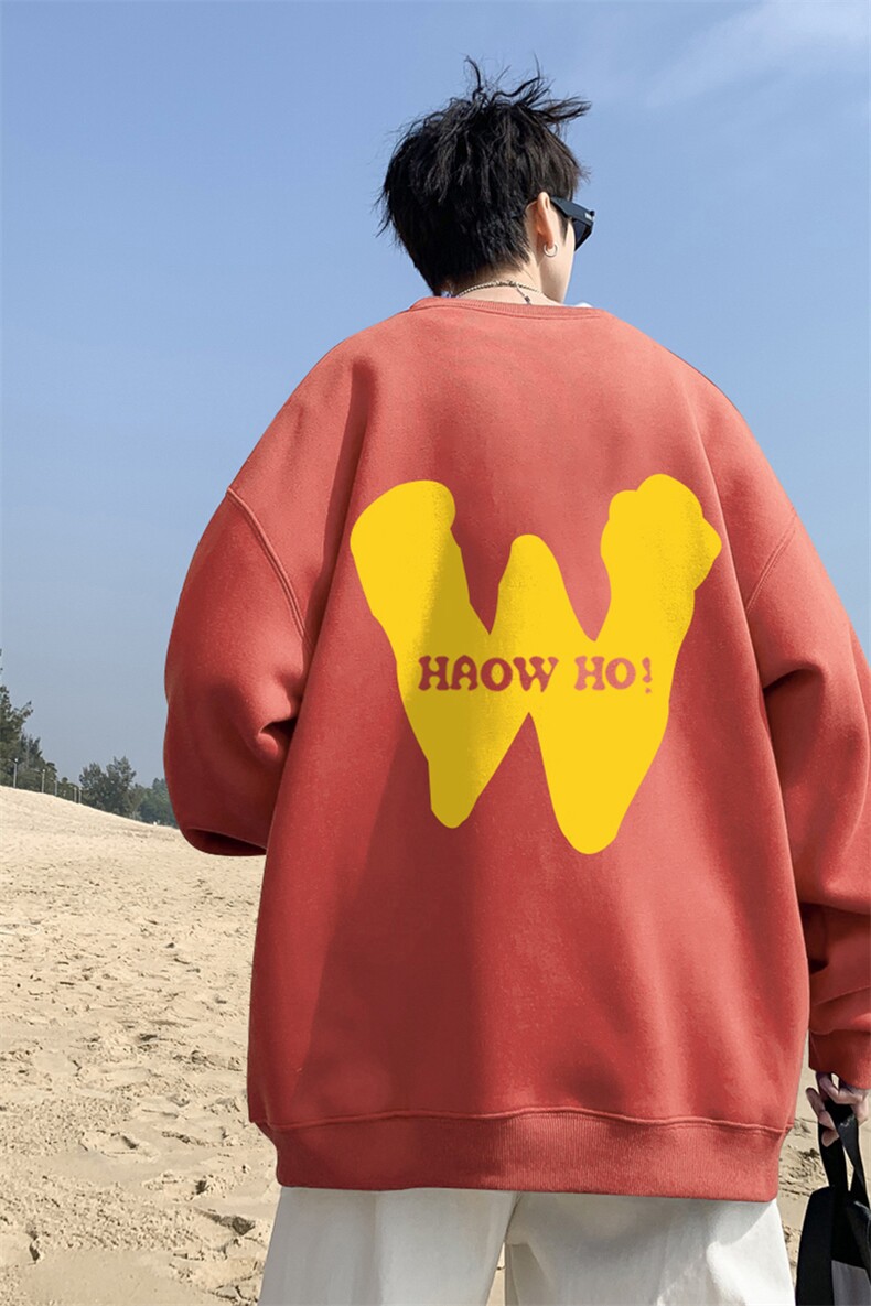 ！直播品质重磅宽松大码港风黄色W印花圆领卫衣WY115-特p28,男装卫衣,星座508（原C305）