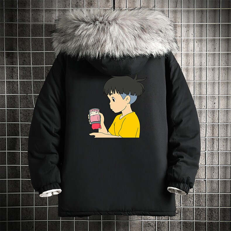 MM48200-P130 冬季大毛领棉衣男士大码加厚棉袄男棉服 网格图片