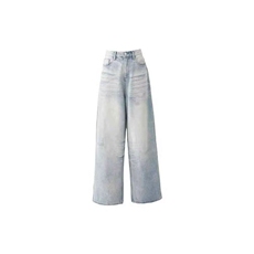 美式复古水洗浅蓝牛仔裤男夏季薄款弯刀宽松阔腿直筒痞帅拖地裤子，男装牛仔裤，四季星座505