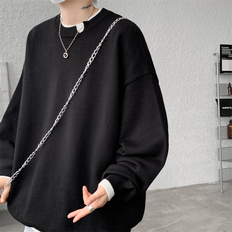 8XL-M假两件毛衣秋冬美式复古设计感针织衫慵懒线衣外套MY1505P68图片