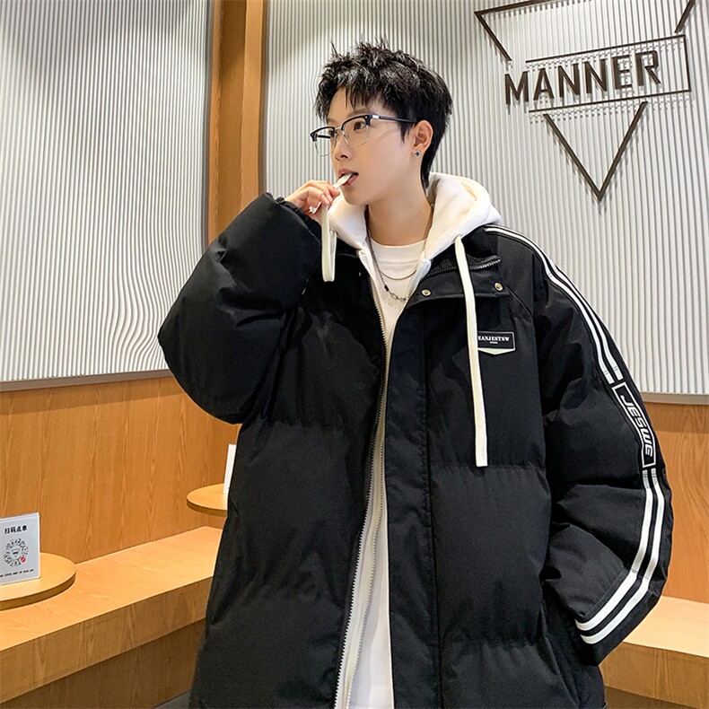 棉衣男冬季新款港风宽松假两件连帽学生棉服MY8882-P82图片