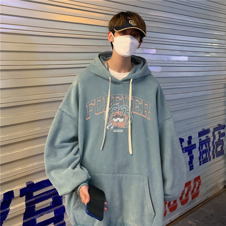 新款秋冬港风宽松连帽套头卫衣X5665-常规P70控88-加绒P80控98,男装卫衣,电商A061-1