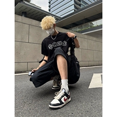复古美式珍珠烫钻拼图休闲套头圆领短袖T恤男女同款TX622-特P35，男装T恤，星座1007（原301D）