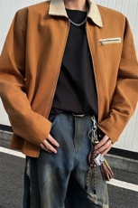 8XL-M春季水洗帆布短款夹克男生vintage美式复古工装外套JK003P98，男装夹克，电商B312