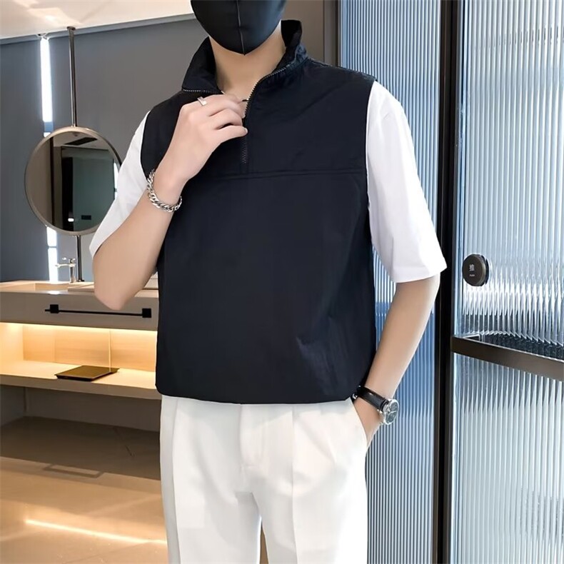 拉链立领拼接袖撞色polo衫男夏季薄款高级痞帅感翻领t恤短袖T560,男装T恤,星座1116A-2（原606A-1）
