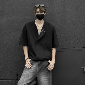 个性小众款拉链开衫T恤文艺风时尚街头情侣款上衣HY537TP38控59图片