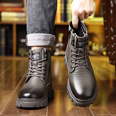 X4542-245头层牛皮马丁靴男冬季男士棉鞋羊毛工装靴潮短靴，男鞋靴子，星座1407-3