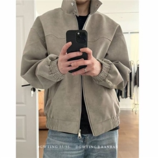 网图扎染pu皮衣短款外套立领美式棒球服皮夹克PY112特批58，男装皮衣，星座417-3