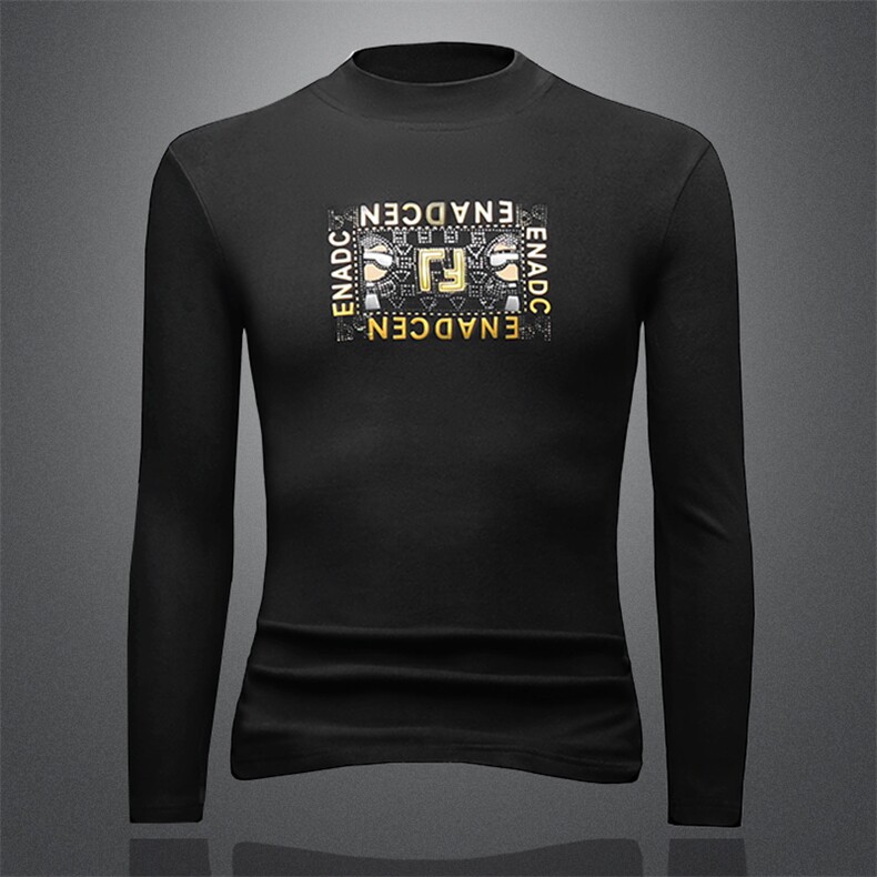 秋冬新款男士澳绒半高领长袖T恤潮流休闲打底衫钱塘2027-2008P80，男装T恤，钱塘6025