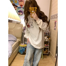 网图有货蝴蝶花园刺绣长袖T恤男女宽松休闲圆领上衣A1062-P40，男装T恤，星座1505