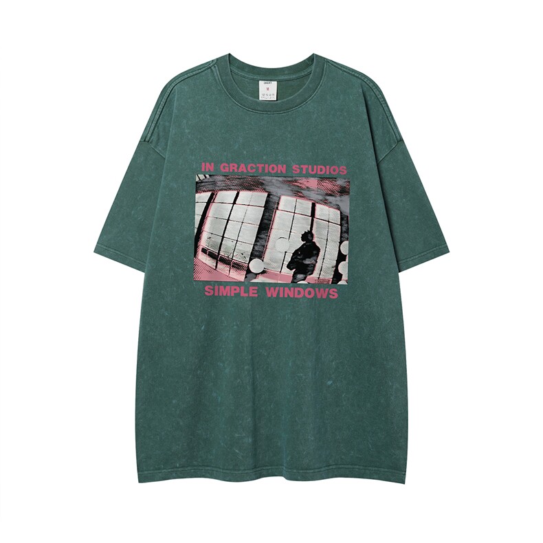 白底23新款撞色印花美式卡通百搭情侣短袖T恤DT1023P45控68,男装T恤,电商A247-1
