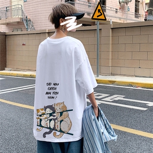 1港风印花情侣日系风潮大码M-5XL短袖T恤男DT7789P28控45图片