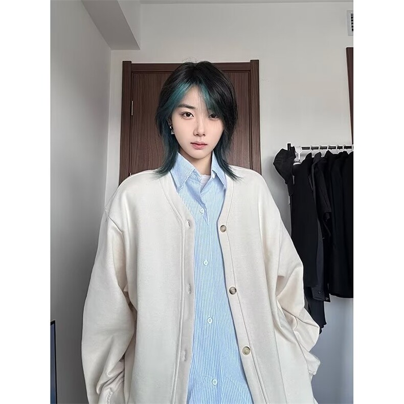 假两件开衫卫衣男女藏蓝色春秋基础款衬衫情侣长袖针织衫外套W053,男装针织衫/毛衣,星座601-1