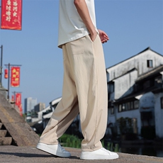 春夏新款风棉麻宽松透气休闲裤男士帅气阔腿直筒裤K2511-P65，男装休闲裤，电商A008