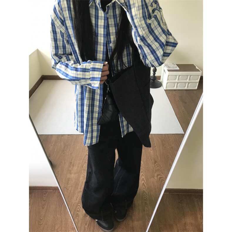【有货】cleanfit蓝白格子衬衫男美式复古长袖衬衣N316LL-特P45,男装衬衫,星座1007（原301D）