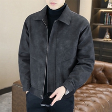 麂皮绒外套男士春秋季高级感宽松机车服皮衣男装翻领夹克HH55P70，男装夹克，星座1013-5