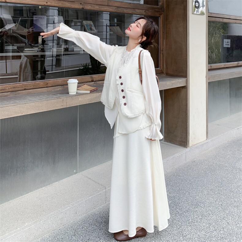 韩版流苏三件套马甲十衬衣十裙子三件套套裙2C267-119-P215-K305,女装套装/套裙,茵姿媚