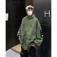 连帽冲锋衣外套男2024新款秋冬季高级感工装夹克美式上衣JK018，男装夹克，星座1116A-1（原606A）