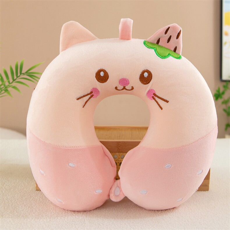 记忆棉颈枕粉猫，顺康毛绒玩具