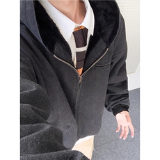 连帽牛仔棉服加绒加厚棉衣外套羊羔毛棉袄MY1034特P145，男装棉衣，星座908-1