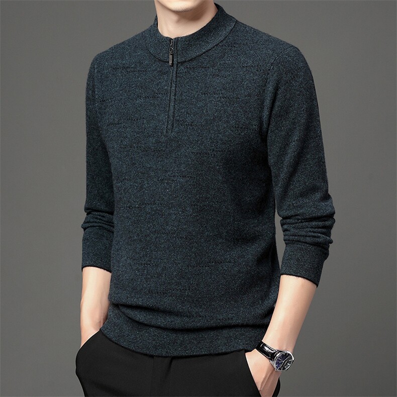 Z2477冬季新款男式拉链全羊毛加厚针织衫保暖打底衫P186,男装针织衫/毛衣,电商B360