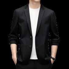 西装男士外套2023春季新款时尚商务休闲宽松纯色西服外套中年男装图片