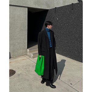 大货高品质~美式cleanfit男士中长款过膝毛呢大衣外套Y986-P125图片