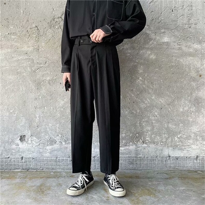 ins阔腿裤男潮流韩版坠感宽松直筒港风薄款休闲西装裤子X030-P38,男装西裤,星座1008-1