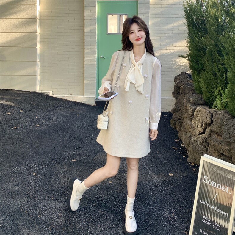 法式小香风背心连衣裙套装女2026春新款富家千金感穿搭一整套裙子,女装套装/套裙,2C159