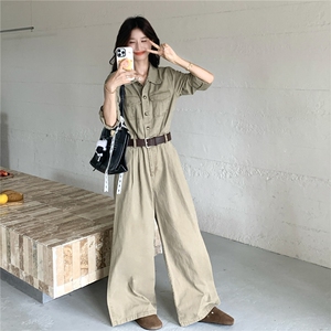 韩系卡其色工装气质连体裤女春秋2025新款显瘦今年流行爆款连衣裤图片