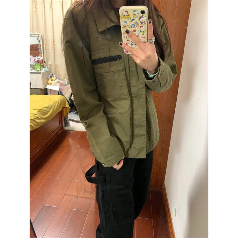 【有货】军绿色工装外套男款高级感痞帅夹克HY195CC-特P65,男装夹克,星座1007（原301D）
