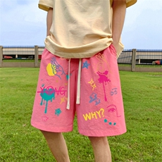 夏季新款多巴胺树莓粉五分休闲裤裤男女A6252P25控38，男装休闲裤，电商A268