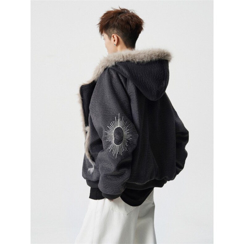 706-LK5030-P138   现货  冬季美式复古仿兔毛座山雕棉服加厚外套图片