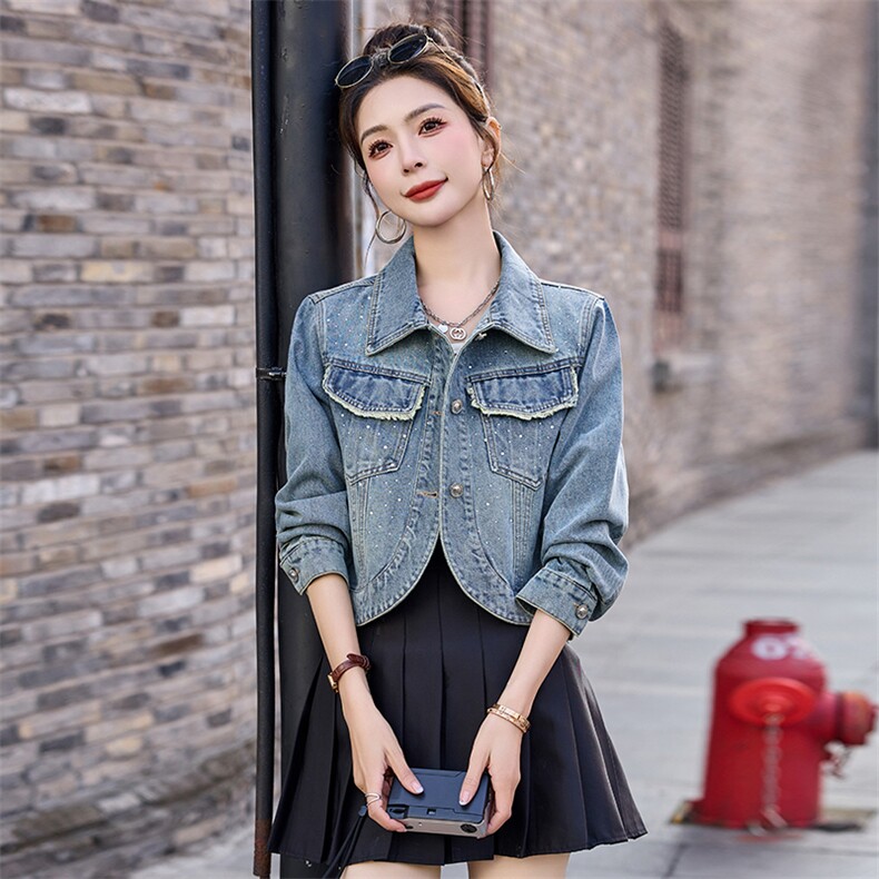 时尚百搭秋季牛仔外套女短款修身显瘦长袖夹克上衣韩版学生潮,女装短外套,魅家