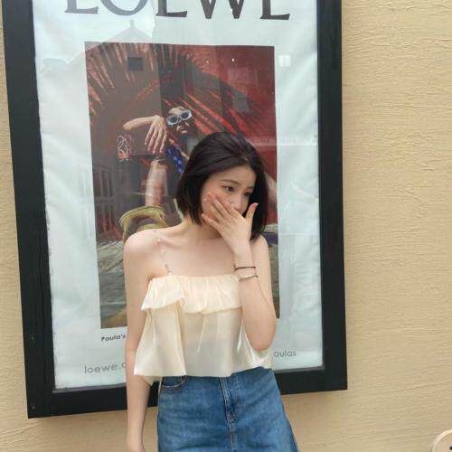 杏色珍珠吊带，女装背心吊带，ceelphy