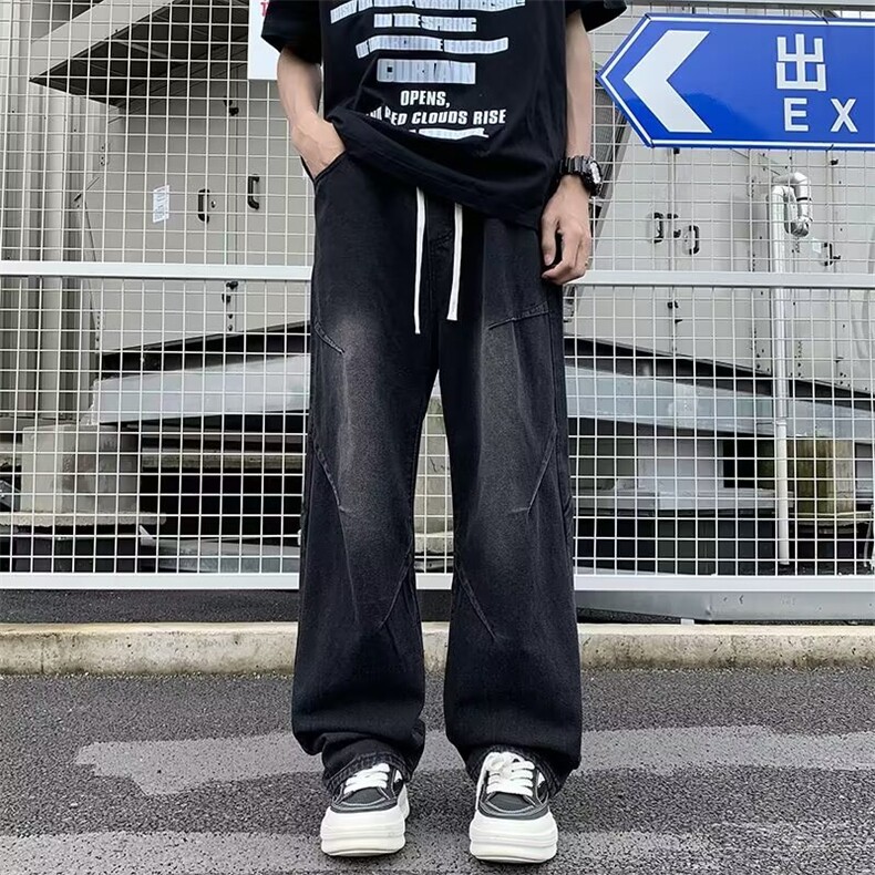 DG08-P45美式牛仔裤男生复古水洗做旧宽松直筒裤港风阔腿裤子潮男,男装牛仔裤,星座603-2