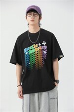2022夏新款情侣个性渐变印花宽松圆领短袖T恤上衣T2217-P38，男装T恤，星座914-3