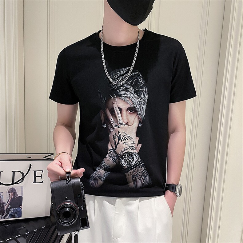 T710-P40夏季新款T恤男短袖人物数码印花圆领短袖上衣控60,男装T恤,电商A400-1（原B352）
