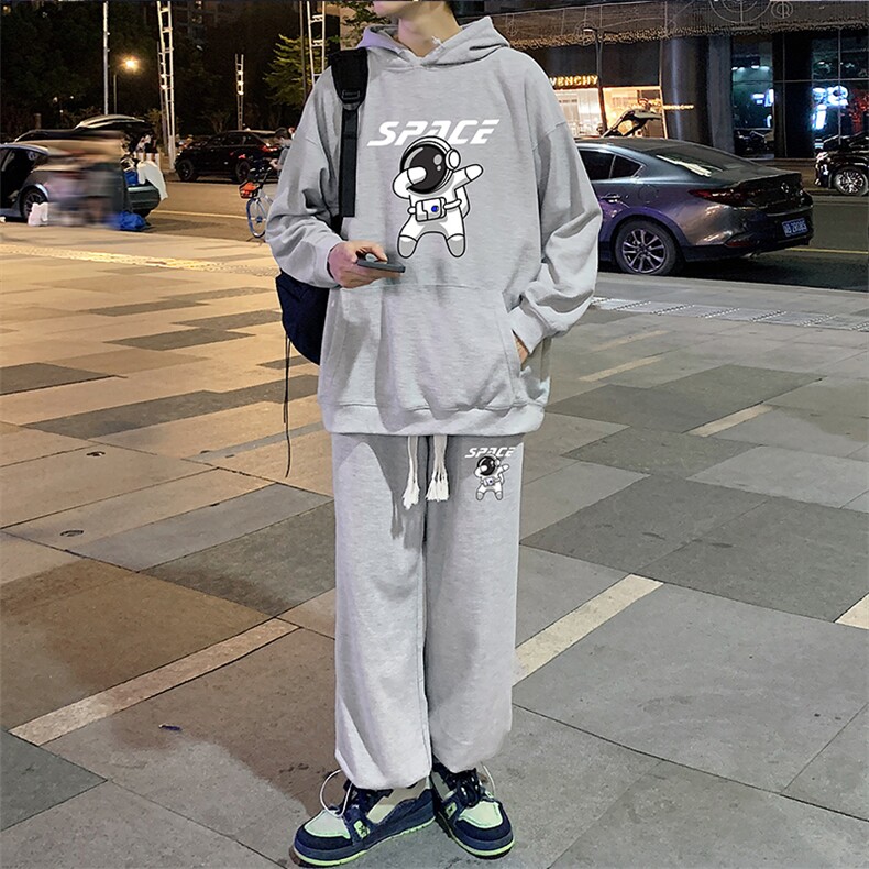 秋季情侣大码宽松华夫格卫衣套装XZ102A-4-HF0039-P78,男装休闲套装,星座211-2