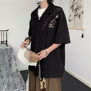短袖衬衫男生夏季痞帅潮牌休闲衬衣风寸衫高级感外套衣服图片